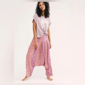 Free people xs harem pants bright purple pink orange boho indie core geometric